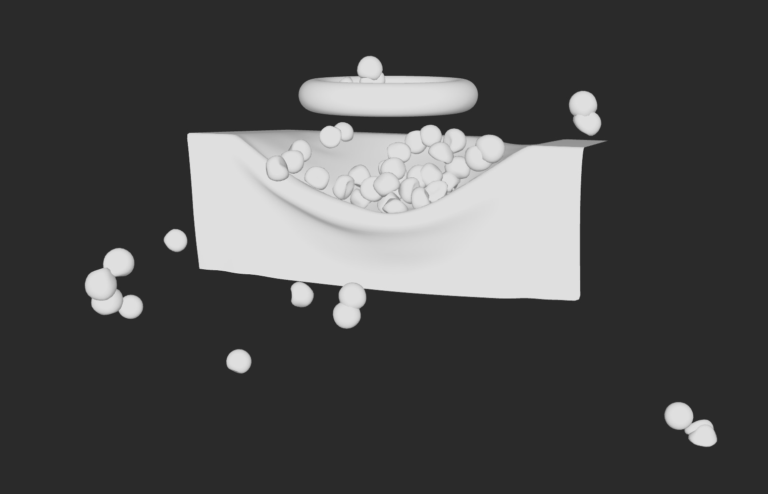 ClothPOP rigid spheres colliding with draped cloth