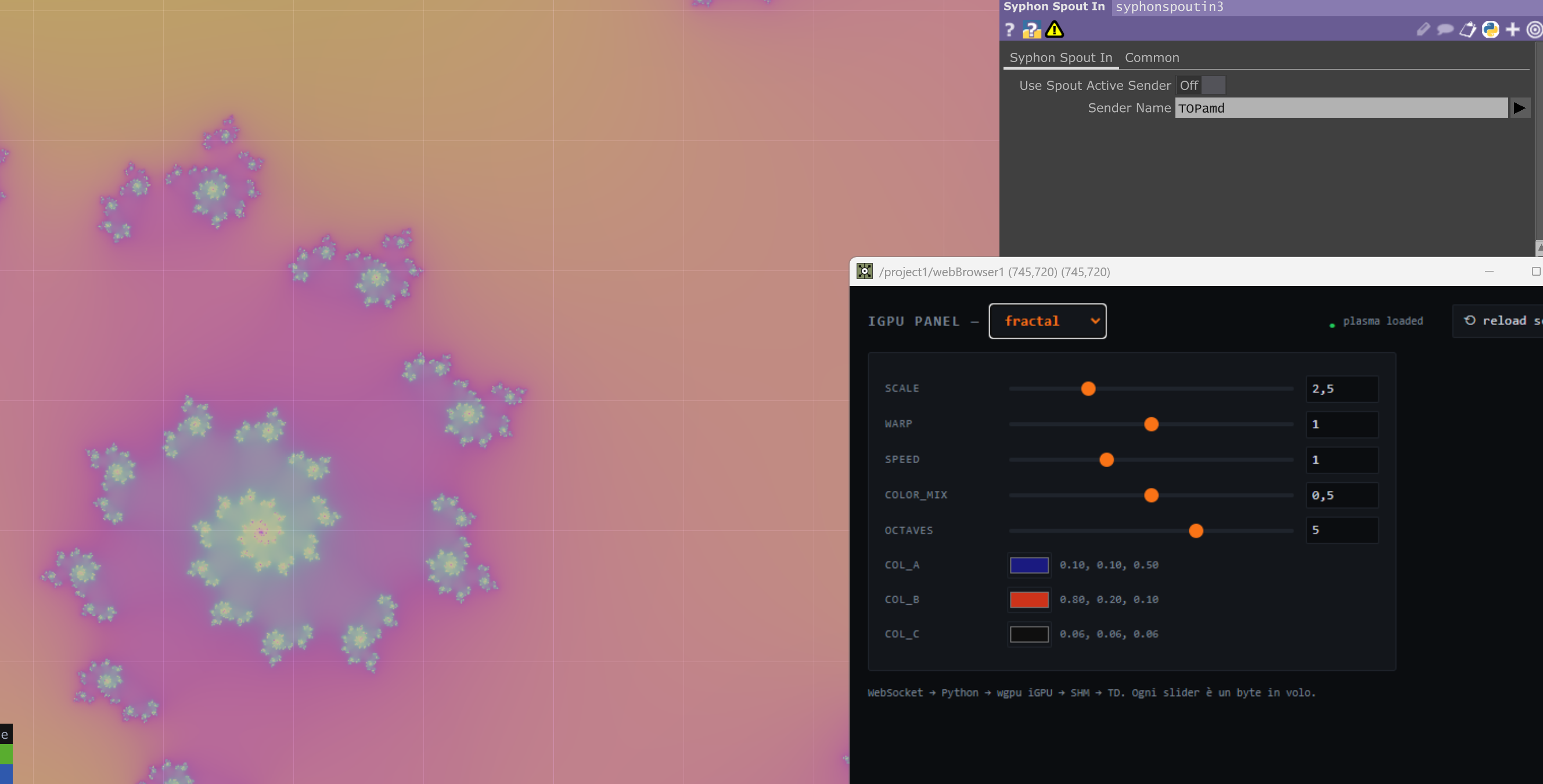 Fractal shader with the live control panel